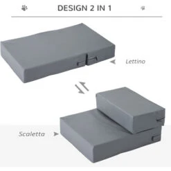 PawHut Scaletta Per Cani Materassino 2 In 1 In PU E Gommapiuma 45x39x20cm Grigio -Cibi per cani in Italia 53540530 4