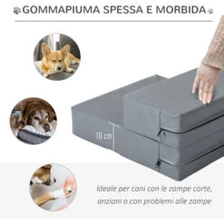 PawHut Scaletta Per Cani Materassino 2 In 1 In PU E Gommapiuma 45x39x20cm Grigio -Cibi per cani in Italia 53540530 5
