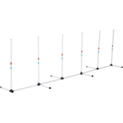 PawHut Set Agility Dog Con 6 Pali In PE E Borsa Di Trasporto Inclusa, Bianco