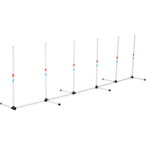 PawHut Set Agility Dog Con 6 Pali In PE E Borsa Di Trasporto Inclusa, Bianco 3 PawHut Set Agility Dog Con 6 Pali In PE E Borsa Di Trasporto Inclusa, Bianco