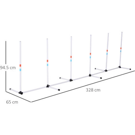 PawHut Set Agility Dog Con 6 Pali In PE E Borsa Di Trasporto Inclusa, Bianco 5 PawHut Set Agility Dog Con 6 Pali In PE E Borsa Di Trasporto Inclusa, Bianco - immagine 3