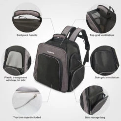 Todeco Zaino Espandibile Per Animali, Borsa Da Viaggio Portatile Per Cani Per Gatti Con Tunnel, Zaino Porta Cani Per Gatti E Cuccioli, Traspirante Per Viaggi Domestici All'aperto, Grigio, 45x40x30cm -Cibi per cani in Italia 54376874 3