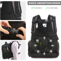 Todeco Zaino Espandibile Per Animali, Borsa Da Viaggio Portatile Per Cani Per Gatti Con Tunnel, Zaino Porta Cani Per Gatti E Cuccioli, Traspirante Per Viaggi Domestici All'aperto, Grigio, 45x40x30cm -Cibi per cani in Italia 54376874 5