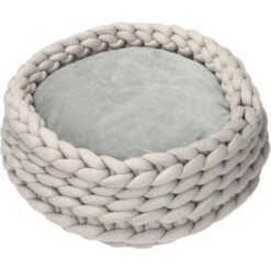 Cibi per cani in Italia 7 PawHut Cuccia Per Cani E Gatti Rotonda Con Bordi Rialzati E Cuscino, Lettino Per Cani Imbottito Effetto Velluto, Φ50x19cm, Grigio