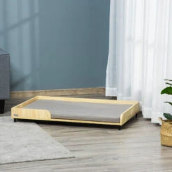 PawHut Cuccia Per Cani Rialzata Con Cuscino Removibile E Lavabile, Lettino Per Cani Gambe In Legno E Acciaio, 110x70x15.5cm, Rovere E Grigio 8 PawHut Cuccia Per Cani Rialzata Con Cuscino Removibile E Lavabile, Lettino Per Cani Gambe In Legno E Acciaio, 110x70x15.5cm, Rovere E Grigio -Cibi per cani in Italia 54558178 2