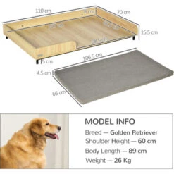 PawHut Cuccia Per Cani Rialzata Con Cuscino Removibile E Lavabile, Lettino Per Cani Gambe In Legno E Acciaio, 110x70x15.5cm, Rovere E Grigio 9 PawHut Cuccia Per Cani Rialzata Con Cuscino Removibile E Lavabile, Lettino Per Cani Gambe In Legno E Acciaio, 110x70x15.5cm, Rovere E Grigio -Cibi per cani in Italia 54558178 3