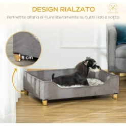PawHut Cuccia Per Cani Rialzata Con Pannelli In Legno MDF, Cuscino Imbottito, 81Lx56x23.5cm, Grigia -Cibi per cani in Italia 54558179 5