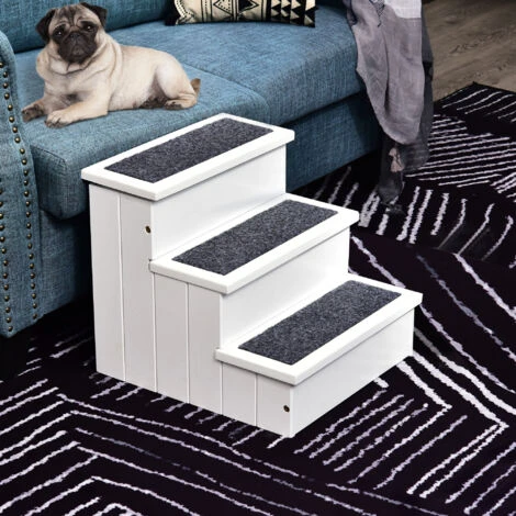 PawHut Scaletta Per Cani A 3 Gradini Con Tappeto Antiscivolo E Spazio Interno, 40.5x44.5x38cm, Bianco 4 PawHut Scaletta Per Cani A 3 Gradini Con Tappeto Antiscivolo E Spazio Interno, 40.5x44.5x38cm, Bianco - immagine 2