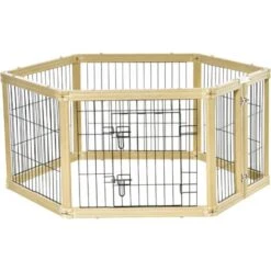 PawHut Box Per Cani, Recinto Per Animali, 6 Pannelli Con Porta E Doppi Fermi, 70x62cm