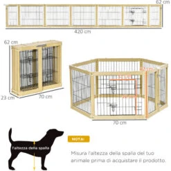 PawHut Box Per Cani, Recinto Per Animali, 6 Pannelli Con Porta E Doppi Fermi, 70x62cm 9 PawHut Box Per Cani, Recinto Per Animali, 6 Pannelli Con Porta E Doppi Fermi, 70x62cm -Cibi per cani in Italia 55054550 3