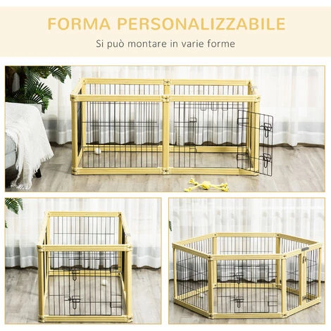 PawHut Box Per Cani, Recinto Per Animali, 6 Pannelli Con Porta E Doppi Fermi, 70x62cm 6 PawHut Box Per Cani, Recinto Per Animali, 6 Pannelli Con Porta E Doppi Fermi, 70x62cm - immagine 4