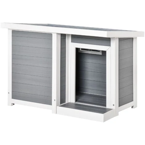 PawHut Casetta Per Cani Da Esterno Con Tetto Apribile E Finestra, 102x70x73cm, Grigio 3 PawHut Casetta Per Cani Da Esterno Con Tetto Apribile E Finestra, 102x70x73cm, Grigio