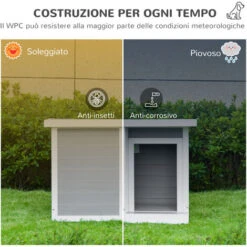 PawHut Casetta Per Cani Da Esterno Con Tetto Apribile E Finestra, 102x70x73cm, Grigio 10 PawHut Casetta Per Cani Da Esterno Con Tetto Apribile E Finestra, 102x70x73cm, Grigio -Cibi per cani in Italia 55054553 4