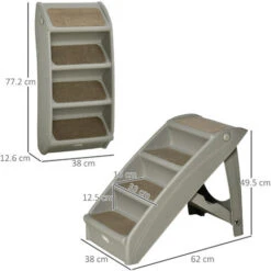 PawHut Scaletta Per Cani Pieghevole Con 4 Gradini Antiscivolo, Animali Fino 20kg, Grigio -Cibi per cani in Italia 55054641 3