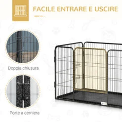 PawHut Box Per Cani Recinzione In Metallo Per Animali Con 4 Pannelli, Porta Con Doppio Blocco E Vassoio Sul Fondo, 109x74x71cm, Grigio 10 PawHut Box Per Cani Recinzione In Metallo Per Animali Con 4 Pannelli, Porta Con Doppio Blocco E Vassoio Sul Fondo, 109x74x71cm, Grigio -Cibi per cani in Italia 55292235 4
