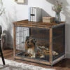 Gabbia Casetta Per Cani In Legno Metallo Taglia Media Casse Di Mobili Per Cani, Marrone Vintage 80,5x59x70cm -Cibi per cani in Italia 55738816 1
