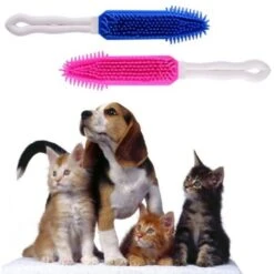 Trade Shop - Spazzola Per Cani E Gatti Silicone 27cm 3 Colori Scioglinodi Cura Animali Pelo