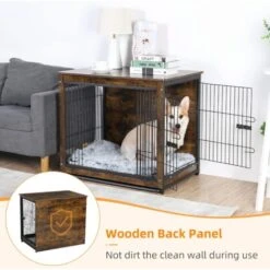 Gabbia Casetta Per Cani In Legno Metallo Taglia Piccola Casse Di Mobili Per Cani, Marrone Vintage 63x51x59cm -Cibi per cani in Italia 57629833 3