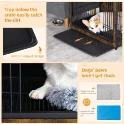 Gabbia Casetta Per Cani In Legno Metallo Taglia Piccola Casse Di Mobili Per Cani, Marrone Vintage 63x51x59cm -Cibi per cani in Italia 57629833 5