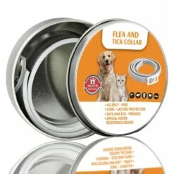 HIASDFLS Collare Antipulci E Zecche Per Cani E Gatti, Trattamento Antipulci E Zecche Per Cani E Gatti, Impermeabile Naturale Sicuro Misura Regolabile, Protezione 8 Mesi (grande)