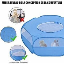 HIASDFLS Box Per Piccoli Animali Con Copertura - Gabbia Portatile E Pieghevole - Impermeabile - Traspirante - Per Coniglio, Scoiattolo, Gattino, Cucciolo, Cincillà E Riccio - Blu -Cibi per cani in Italia 59010035 4