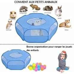 HIASDFLS Box Per Piccoli Animali Con Copertura - Gabbia Portatile E Pieghevole - Impermeabile - Traspirante - Per Coniglio, Scoiattolo, Gattino, Cucciolo, Cincillà E Riccio - Blu -Cibi per cani in Italia 59010035 5
