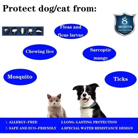 HIASDFLS Collare Antipulci E Zecche Per Cani E Gatti, Trattamento Antizecche E Pulci, Impermeabile Per, Taglia Regolabile, Protezione 8 Mesi, Confezione Da 1 (grande) 4 HIASDFLS Collare Antipulci E Zecche Per Cani E Gatti, Trattamento Antizecche E Pulci, Impermeabile Per, Taglia Regolabile, Protezione 8 Mesi, Confezione Da 1 (grande) - immagine 2