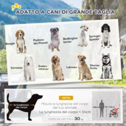 PawHut Rimorchio Bici Per Cani Cani Sotto I 40kg Con 2 Ingressi, Finestre A Rete E Tetto Apribile, 150x82x98-108cm -Cibi per cani in Italia 59116190 5
