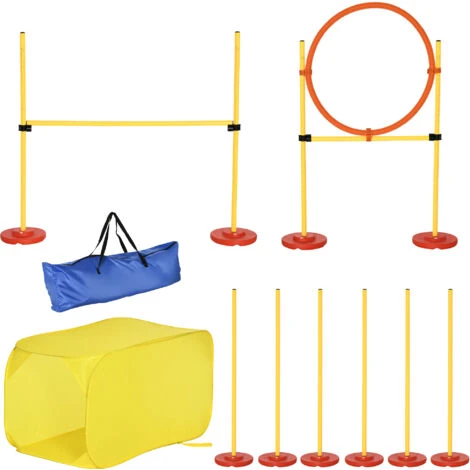 PawHut Set Agility Dog Per Addestramento Cani Con Ostacoli Regolabili, Slalom E Tunnel 3 PawHut Set Agility Dog Per Addestramento Cani Con Ostacoli Regolabili, Slalom E Tunnel