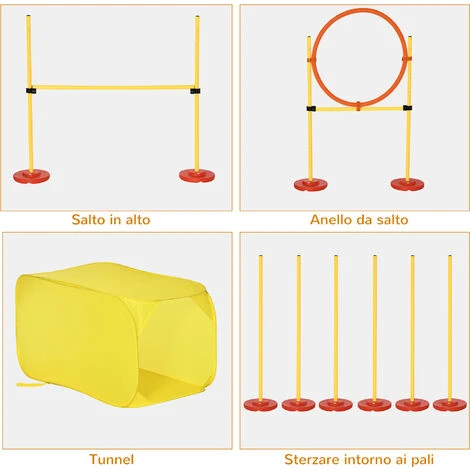 PawHut Set Agility Dog Per Addestramento Cani Con Ostacoli Regolabili, Slalom E Tunnel 6 PawHut Set Agility Dog Per Addestramento Cani Con Ostacoli Regolabili, Slalom E Tunnel - immagine 4