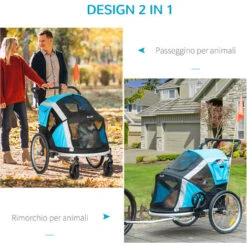 PawHut Carrello Trasporto Cani Sotto I 40kg Con 2 Ingressi, Finestre A Rete E Tetto Apribile, 150x82x98-108cm -Cibi per cani in Italia 59116204 4
