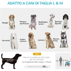 PawHut Carrello Trasporto Cani Sotto I 40kg Con 2 Ingressi, Finestre A Rete E Tetto Apribile, 150x82x98-108cm -Cibi per cani in Italia 59116204 5
