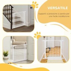 PawHut Cancelletto Di Sicurezza Per Cani, Fissaggio A Pressione Larghezza Regolabile 75-96cm -Cibi per cani in Italia 59122715 4