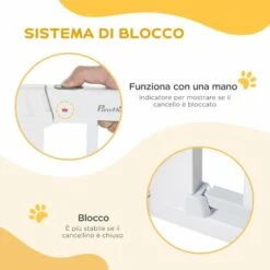PawHut Cancelletto Di Sicurezza Per Cani, Fissaggio A Pressione Larghezza Regolabile 75-96cm -Cibi per cani in Italia 59122715 5