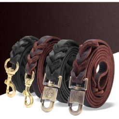 HIASDFLS Guinzaglio Da Addestramento Per Cani In Pelle. Realizzato In Pelle Ed è Un'opzione Per Cani Da Caccia Con Gancio In Rame Marrone Di 3,2 Piedi -Cibi per cani in Italia 59384066 5