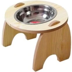 Trade Shop - Ciotola Singola Rialzata Per Cani Gatti Con Base In Legno Per Animali Domestici