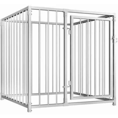 Canile Da Esterno In Acciaio Recinzione Per Animali Domestici, Struttura In Acciaio, Porta Chiudibile A Chiave, 100 X 100 X 100 Cm 3 Canile Da Esterno In Acciaio Recinzione Per Animali Domestici, Struttura In Acciaio, Porta Chiudibile A Chiave, 100 X 100 X 100 Cm