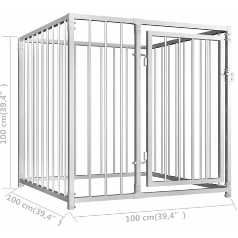 Canile Da Esterno In Acciaio Recinzione Per Animali Domestici, Struttura In Acciaio, Porta Chiudibile A Chiave, 100 X 100 X 100 Cm 5 Canile Da Esterno In Acciaio Recinzione Per Animali Domestici, Struttura In Acciaio, Porta Chiudibile A Chiave, 100 X 100 X 100 Cm - immagine 3
