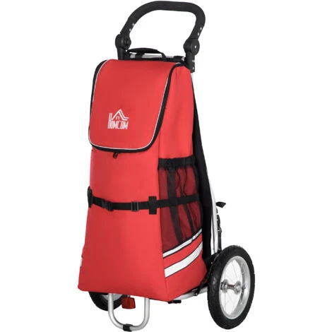 HOMCOM Rimorchio Bici 2 In 1 Pieghevole E Portatile Con Borsa Da Trasporto In Tessuto Oxford, 53x43x110 Cm 3 HOMCOM Rimorchio Bici 2 In 1 Pieghevole E Portatile Con Borsa Da Trasporto In Tessuto Oxford, 53x43x110 Cm