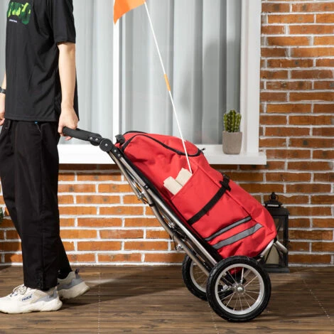 HOMCOM Rimorchio Bici 2 In 1 Pieghevole E Portatile Con Borsa Da Trasporto In Tessuto Oxford, 53x43x110 Cm 4 HOMCOM Rimorchio Bici 2 In 1 Pieghevole E Portatile Con Borsa Da Trasporto In Tessuto Oxford, 53x43x110 Cm - immagine 2