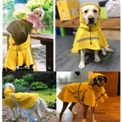 Impermeabili Per Cani Grandi Con Cappuccio A Strisce Riflettenti, Giacca Poncho Antipioggia Per Cani - Arancione, L -Cibi per cani in Italia 66563164 4