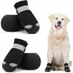 Scarpe Per Cani Impermeabili Confezione Da 4, Stivali Protettivi Per Cani Con Cinghie Riflettenti Antiscivolo, Scarpe Resistenti Per Cani Di Taglia Media Nero 8