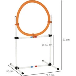 PawHut Set Agility Dog Portatile Con Anello E Sbarra, Multiuso E Salvaspazio, Con Borsa Da Trasporto Inclusa, 74.5x66x91cm, Bianco E Arancione -Cibi per cani in Italia 67464504 3