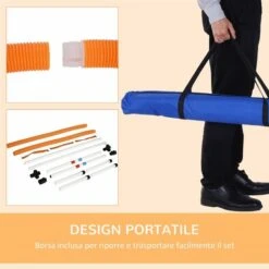 PawHut Set Agility Dog Portatile Con Anello E Sbarra, Multiuso E Salvaspazio, Con Borsa Da Trasporto Inclusa, 74.5x66x91cm, Bianco E Arancione -Cibi per cani in Italia 67464504 5