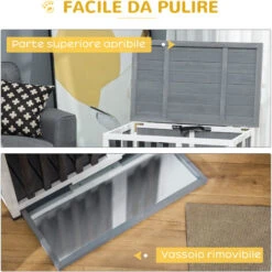 PawHut Gabbia Pieghevole Per Cani Fino 15kg In Legno Con Vassoio Estraibile E Tetto Apribile, Grigio -Cibi per cani in Italia 67472322 5
