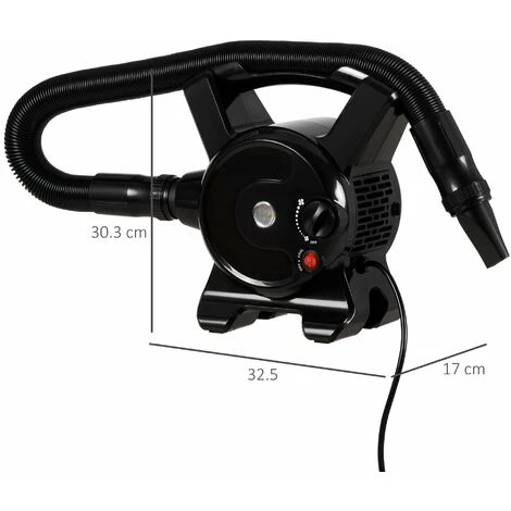 PawHut Soffiatore Per Cani Con Velocità E Temperatura Regolabili, Tubo Flessibile E 3 Beccucci, 2400W, Nero 5 PawHut Soffiatore Per Cani Con Velocità E Temperatura Regolabili, Tubo Flessibile E 3 Beccucci, 2400W, Nero - immagine 3