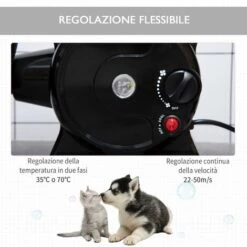 PawHut Soffiatore Per Cani Con Velocità E Temperatura Regolabili, Tubo Flessibile E 3 Beccucci, 2400W, Nero 10 PawHut Soffiatore Per Cani Con Velocità E Temperatura Regolabili, Tubo Flessibile E 3 Beccucci, 2400W, Nero -Cibi per cani in Italia 67558094 4
