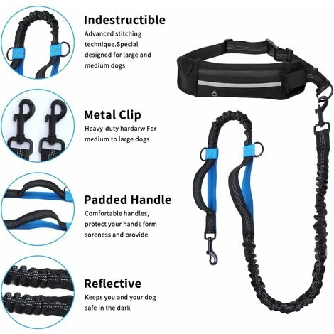 GUINZAGLIO REGOLABILE DA CORSA PER CANI MANI LIBERE DUE MANIGLIE ALLE ESTREMITÀ PASSEGGIATE E FORMAZIONE 4 GUINZAGLIO REGOLABILE DA CORSA PER CANI MANI LIBERE DUE MANIGLIE ALLE ESTREMITÀ PASSEGGIATE E FORMAZIONE - immagine 2