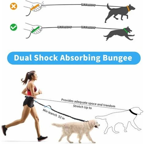 GUINZAGLIO REGOLABILE DA CORSA PER CANI MANI LIBERE DUE MANIGLIE ALLE ESTREMITÀ PASSEGGIATE E FORMAZIONE 7 GUINZAGLIO REGOLABILE DA CORSA PER CANI MANI LIBERE DUE MANIGLIE ALLE ESTREMITÀ PASSEGGIATE E FORMAZIONE - immagine 5