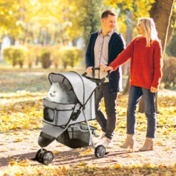 PawHut Passeggino Per Cani Carrello Per Animali Domestici, Grigio, 75 X 45 X 97cm -Cibi per cani in Italia 6812717 2